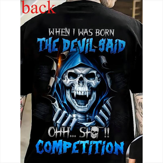 Men's Skull Graphic T-Shirt – Casual 3D Digital Print Tee for Summer